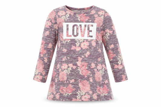 Primark Girls Purple Floral Knit T-Shirt Dress  Size 5-6 Years  - Love
