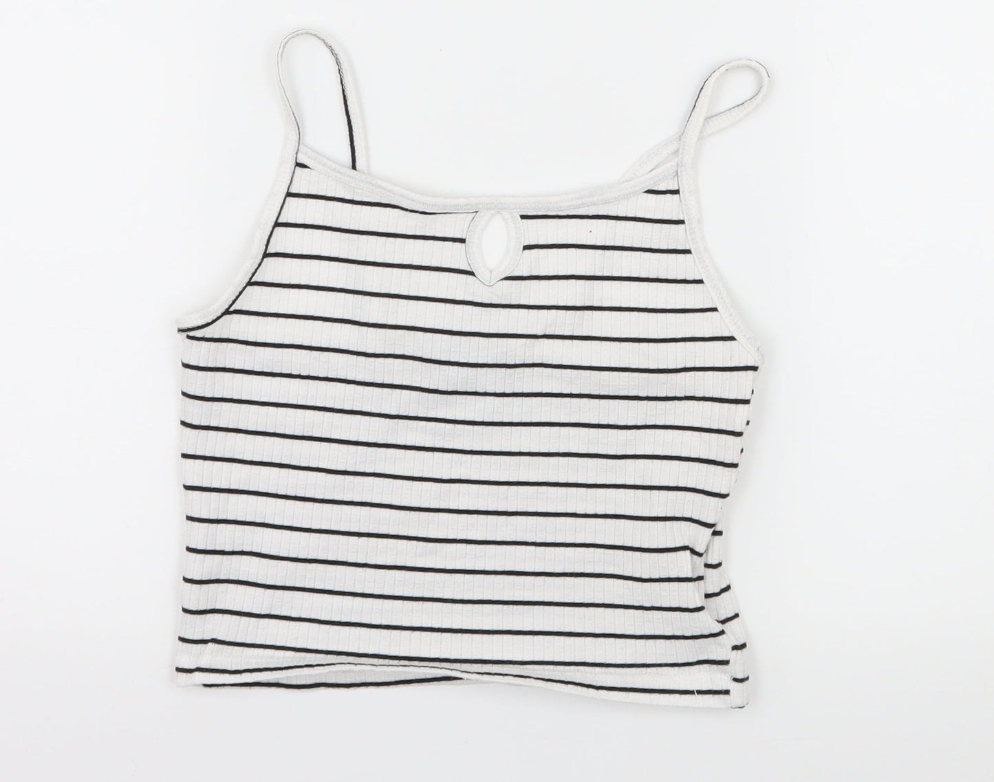 Primark Girls White Striped Jersey Camisole Tank Size 8 Years