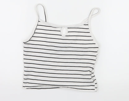 Primark Girls White Striped Jersey Camisole Tank Size 8 Years