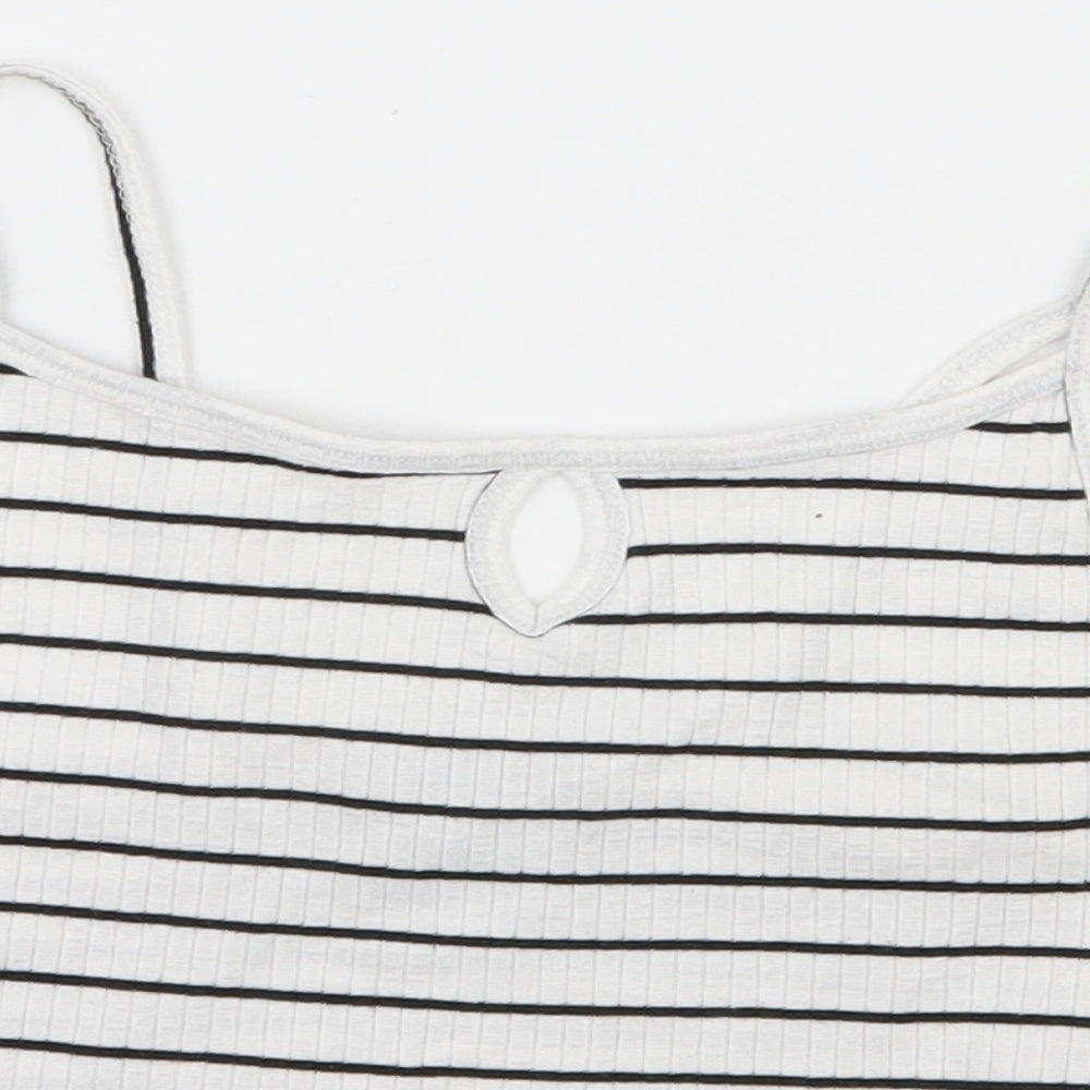 Primark Girls White Striped Jersey Camisole Tank Size 8 Years