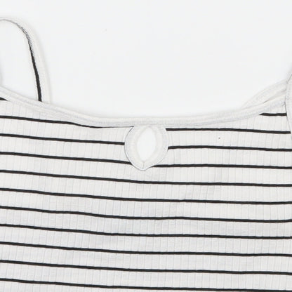 Primark Girls White Striped Jersey Camisole Tank Size 8 Years