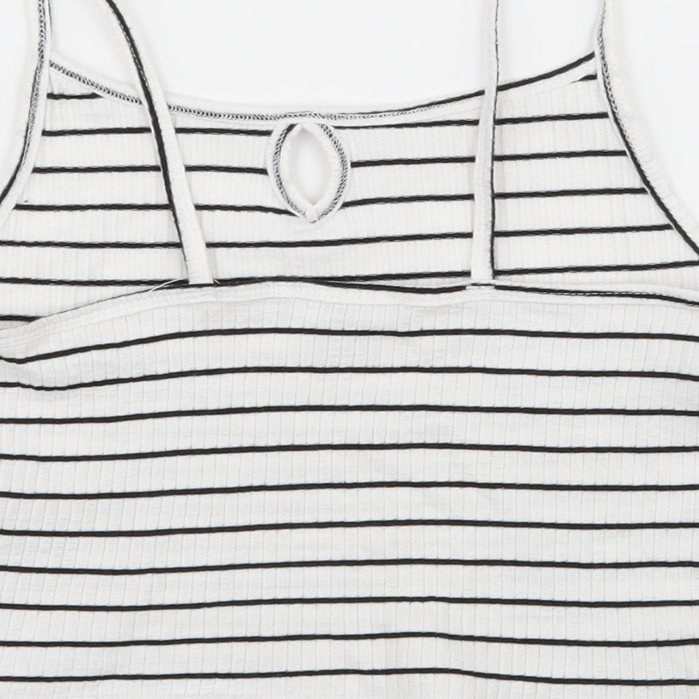 Primark Girls White Striped Jersey Camisole Tank Size 8 Years