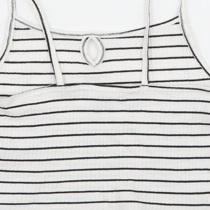 Primark Girls White Striped Jersey Camisole Tank Size 8 Years