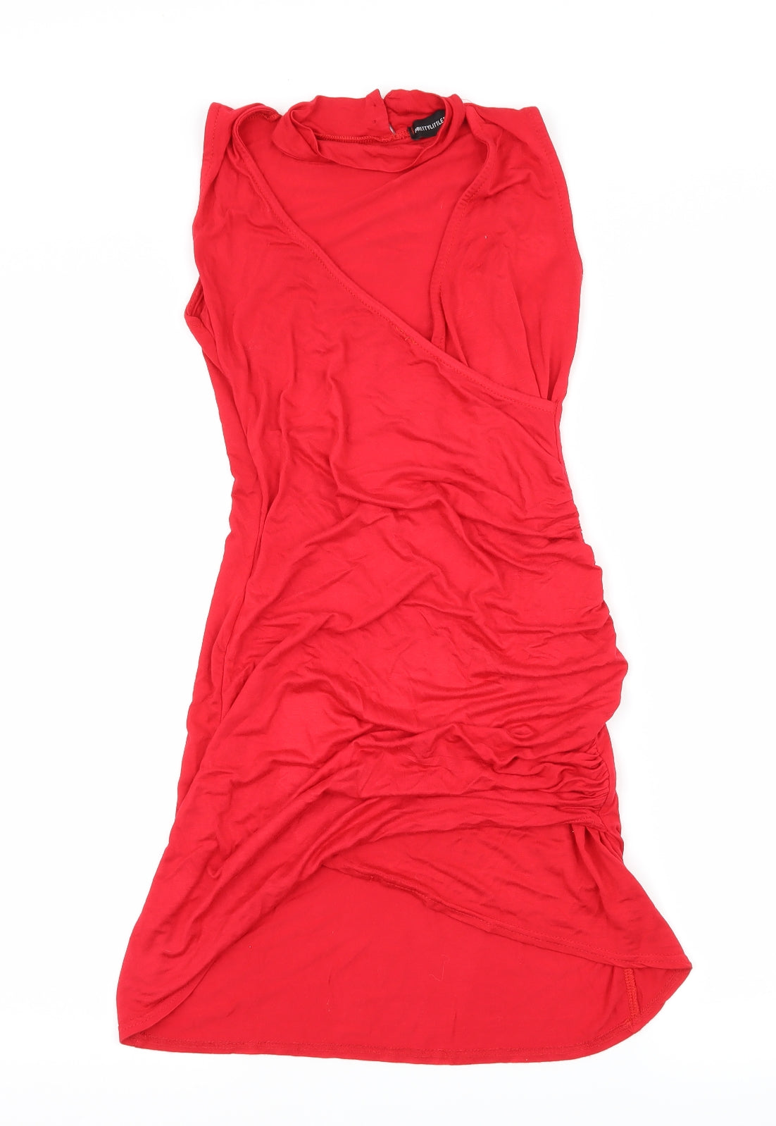 PRETTYLITTLETHING Womens Red  Jersey Bodycon  Size 4  - Cut Out Neckline