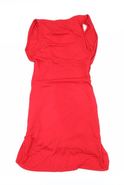 PRETTYLITTLETHING Womens Red  Jersey Bodycon  Size 4  - Cut Out Neckline