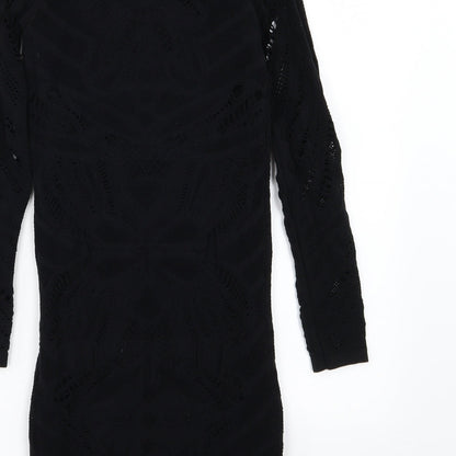 River Island Womens Black Floral  Bodycon  Size S  -