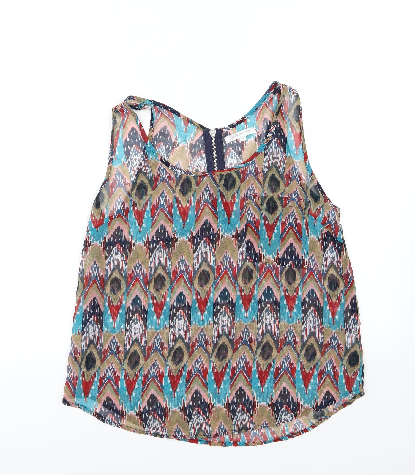 Womens UK Size 12 Glamorous Multicoloured Basic Blouse