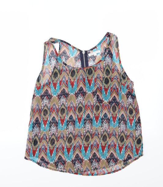 Glamorous Womens Multicoloured Geometric Chiffon Basic Blouse Size 12