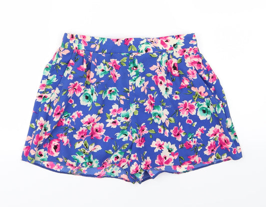 New Look Womens Blue Floral  Sailor Shorts Size 8