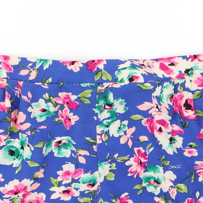 New Look Womens Blue Floral  Sailor Shorts Size 8