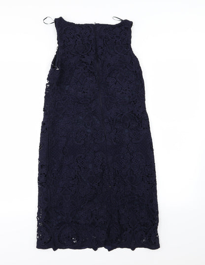 Preworn Womens Blue Floral  Pencil Dress  Size 8