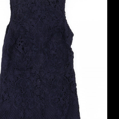 Preworn Womens Blue Floral  Pencil Dress  Size 8