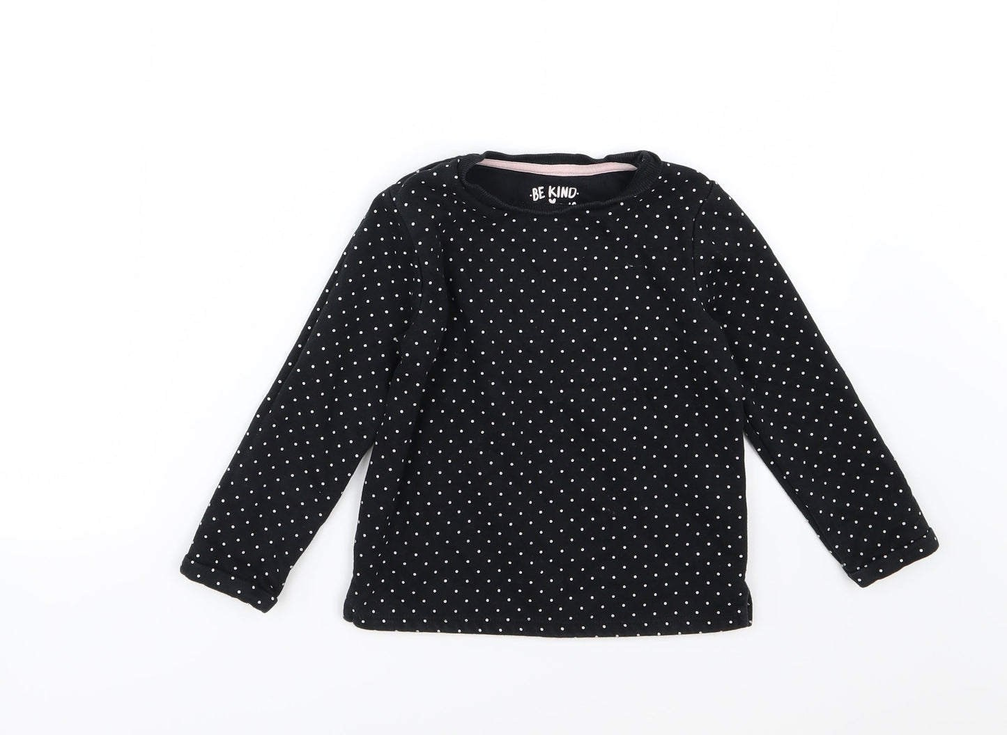 F&F Girls Black Polka Dot Jersey Pullover Sweatshirt Size 5-6 Years