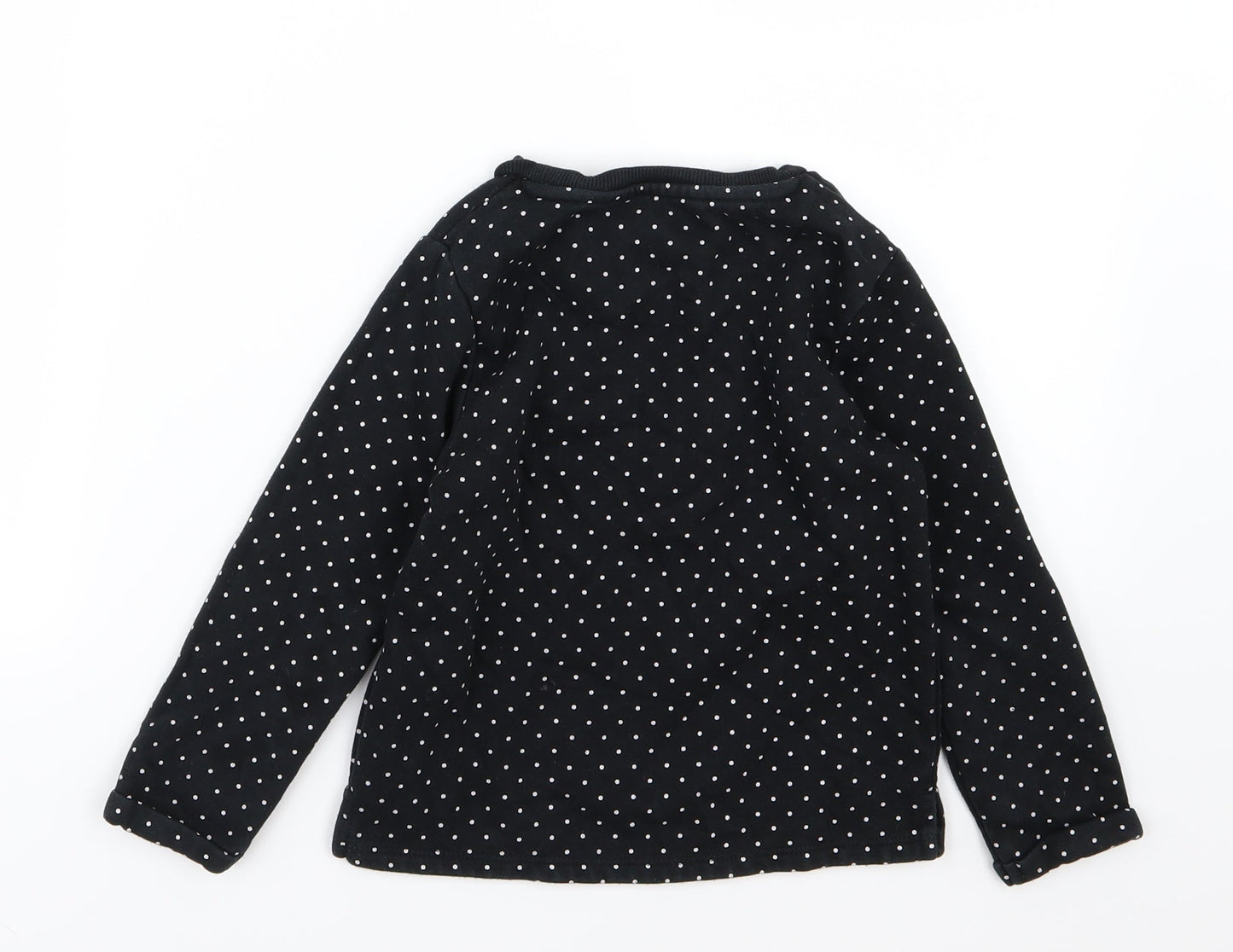 F&F Girls Black Polka Dot Jersey Pullover Sweatshirt Size 5-6 Years