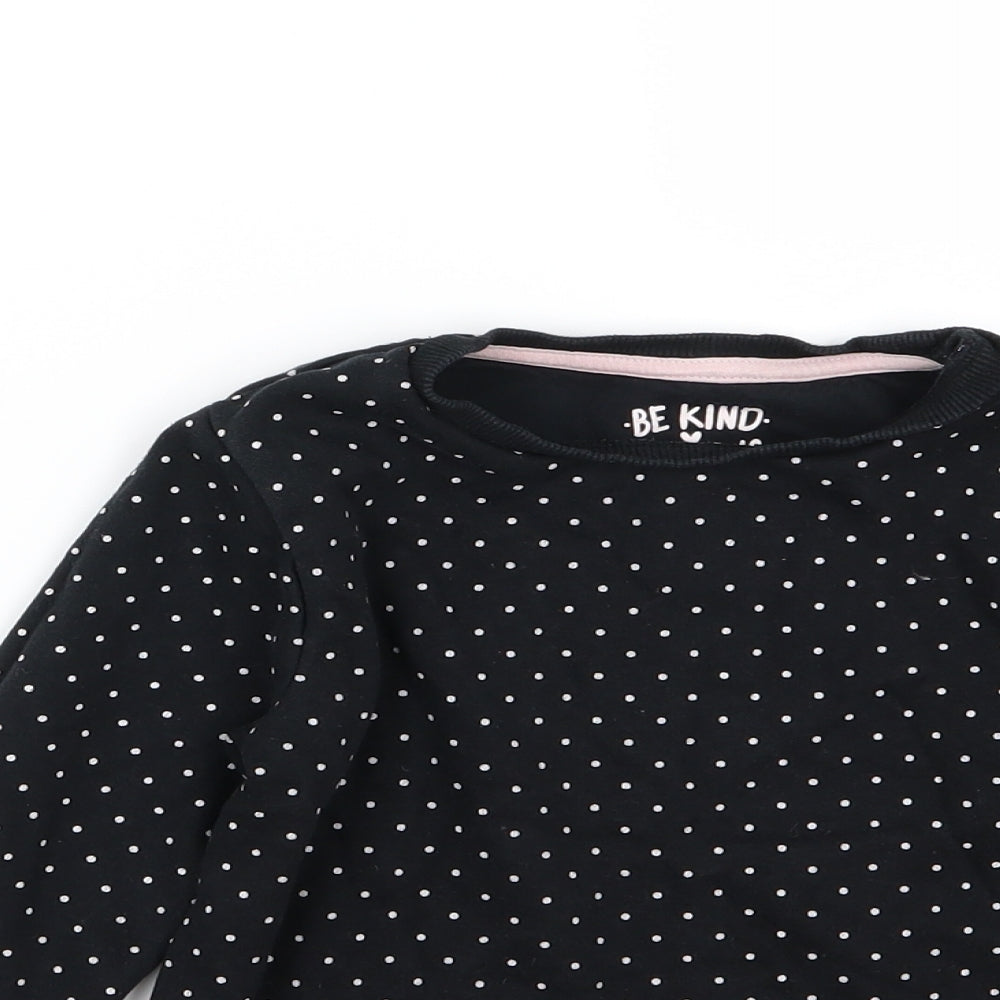 F&F Girls Black Polka Dot Jersey Pullover Sweatshirt Size 5-6 Years