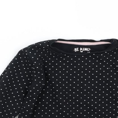 F&F Girls Black Polka Dot Jersey Pullover Sweatshirt Size 5-6 Years