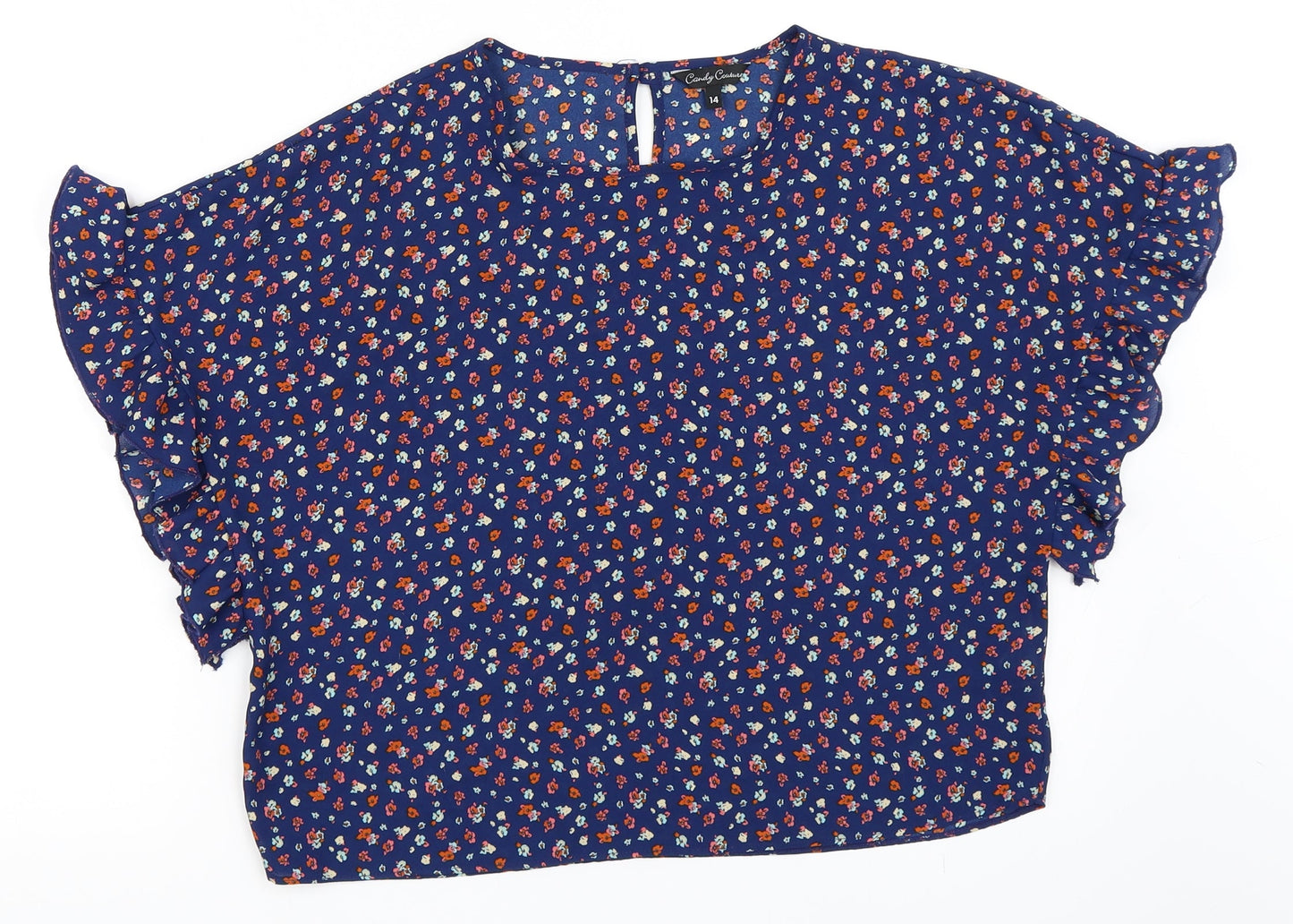 Womens UK Size 14 Candy Couture Blue Basic Blouse