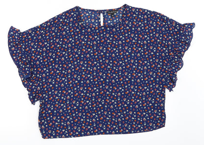 Womens UK Size 14 Candy Couture Blue Basic Blouse