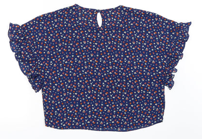 Womens UK Size 14 Candy Couture Blue Basic Blouse