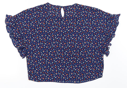 Womens UK Size 14 Candy Couture Blue Basic Blouse