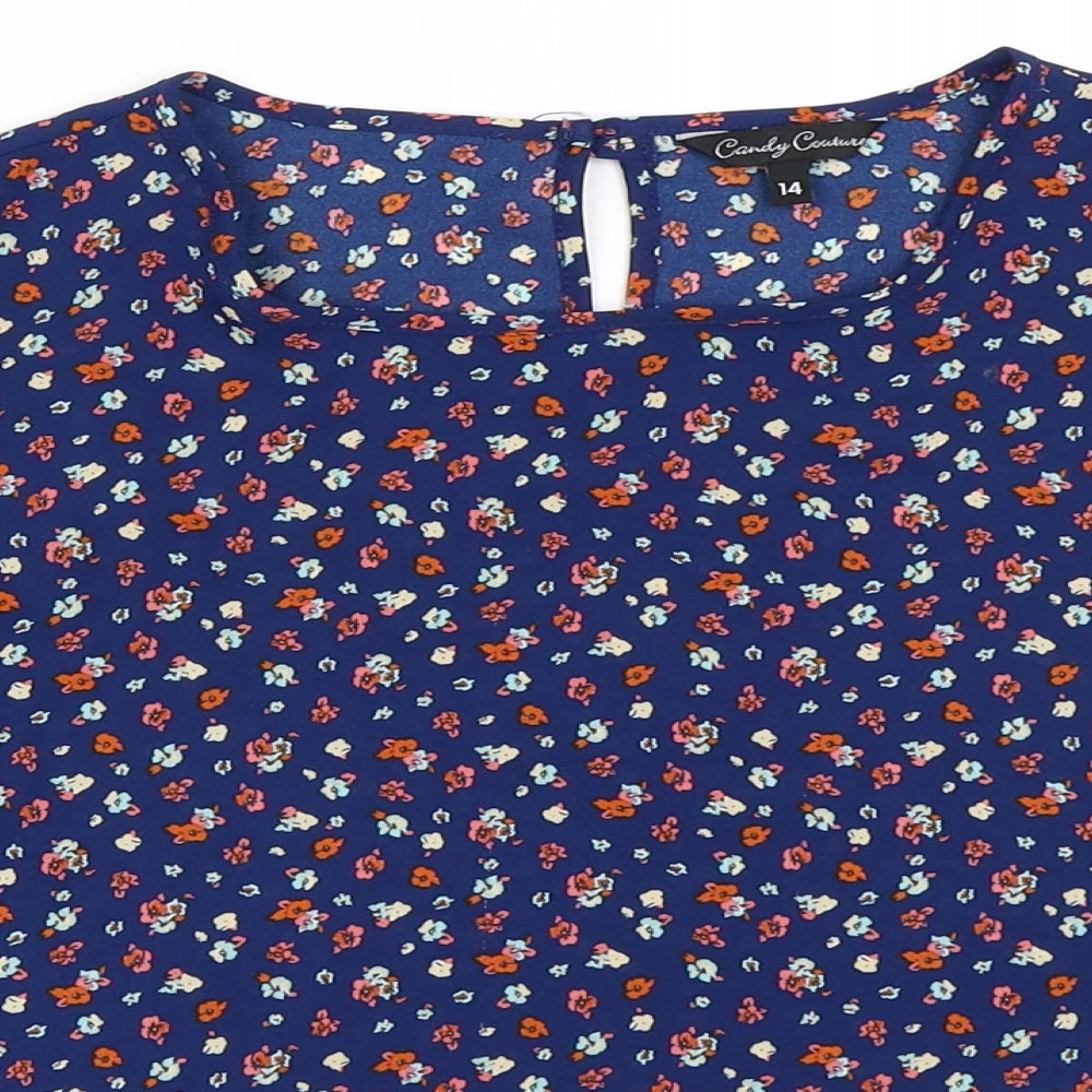 Womens UK Size 14 Candy Couture Blue Basic Blouse
