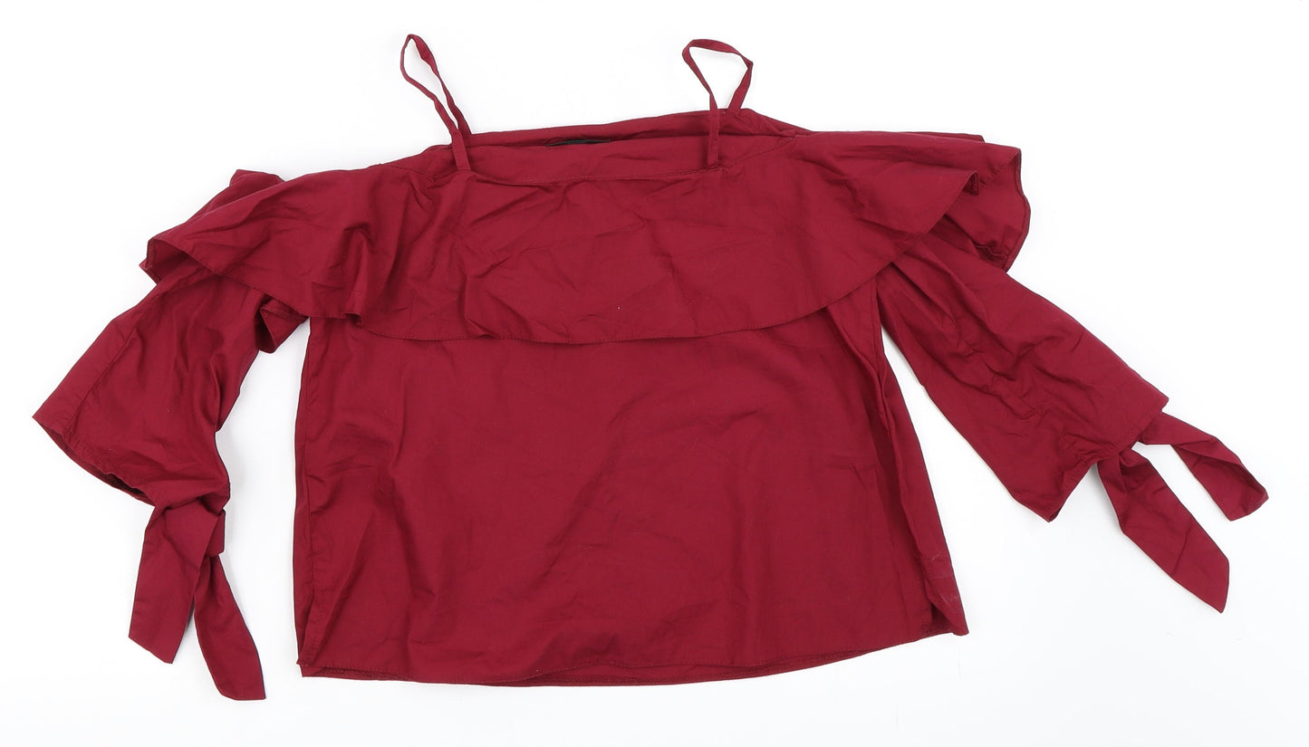 Womens UK Size 6 Topshop Red Basic Blouse