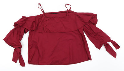 Womens UK Size 6 Topshop Red Basic Blouse