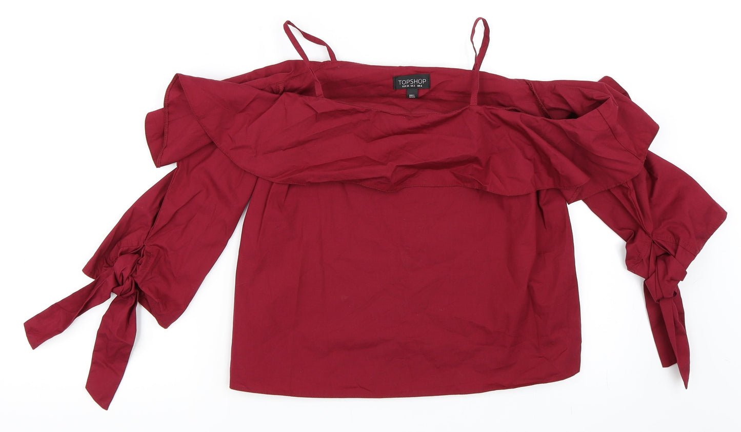 Womens UK Size 6 Topshop Red Basic Blouse