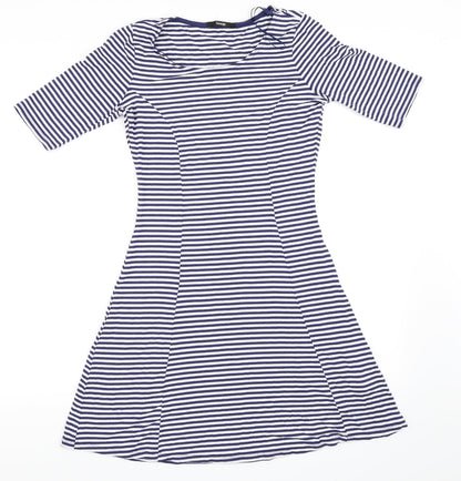 George Womens Blue Striped  Fit & Flare  Size 8