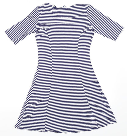 George Womens Blue Striped  Fit & Flare  Size 8