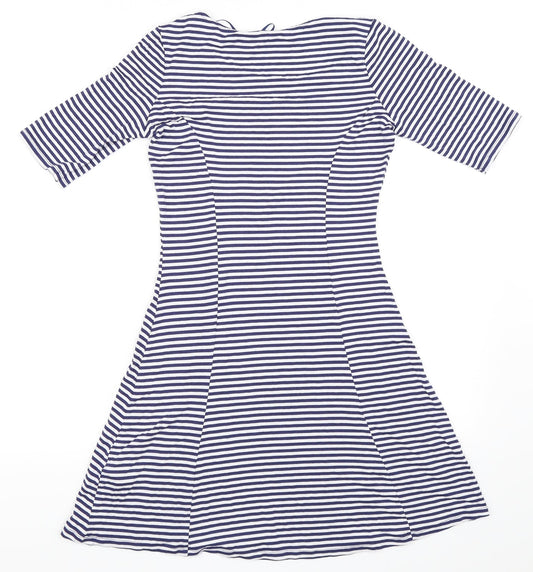 George Womens Blue Striped  Fit & Flare  Size 8