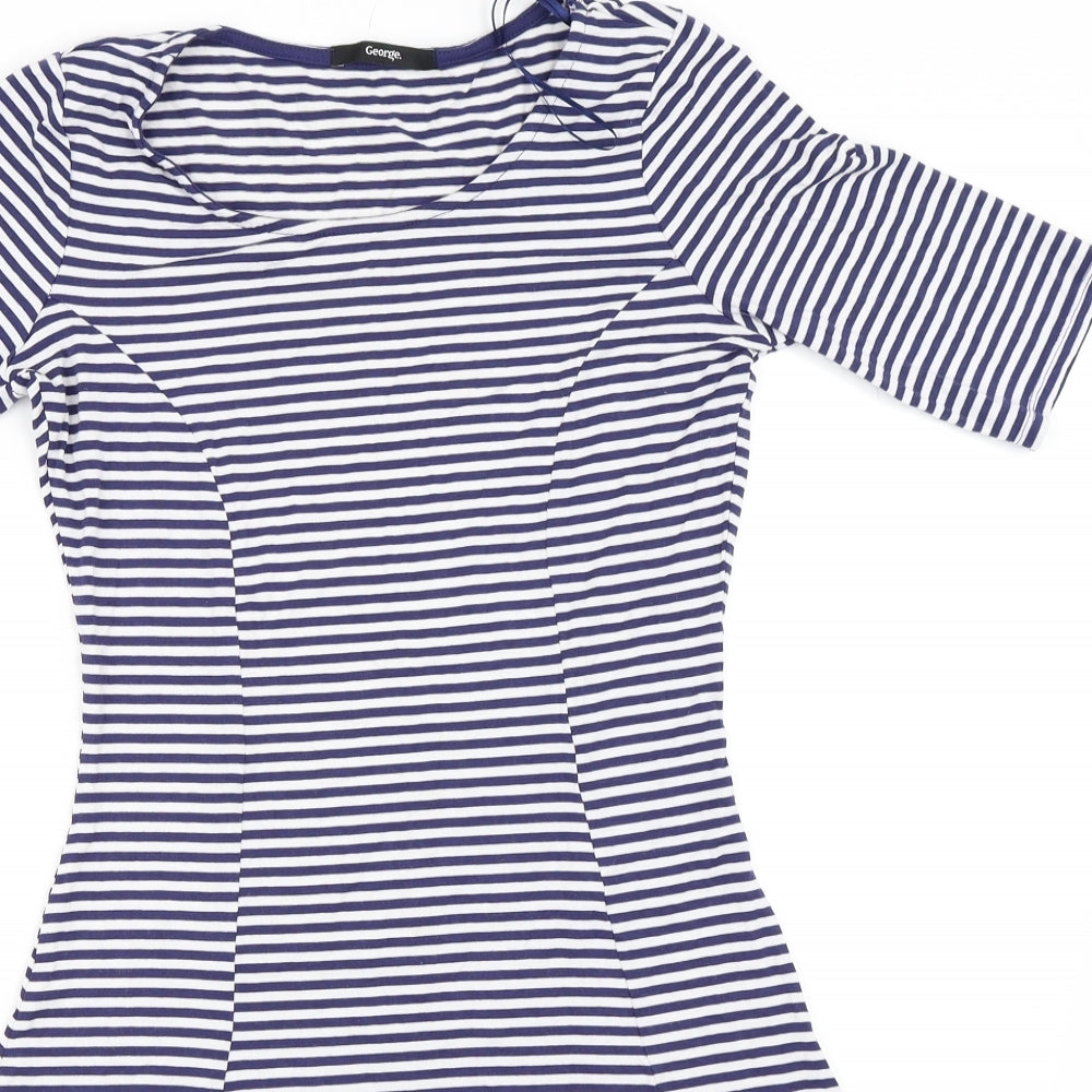 George Womens Blue Striped  Fit & Flare  Size 8