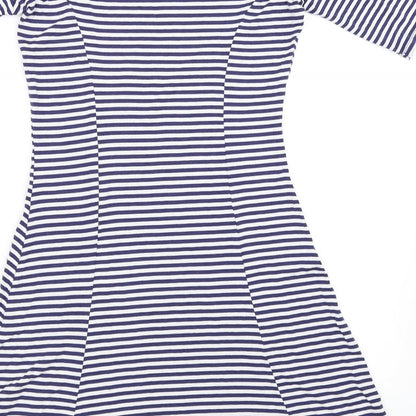 George Womens Blue Striped  Fit & Flare  Size 8