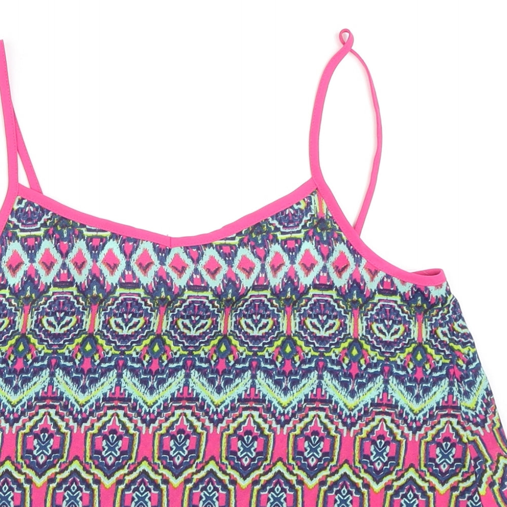 Candy Couture Girls Blue Geometric  Camisole Blouse Size 12-13 Years
