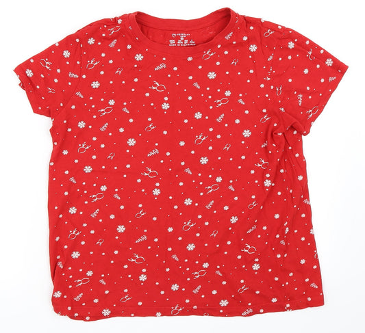 Primark Womens Red   Basic T-Shirt Size 12  - Christmas