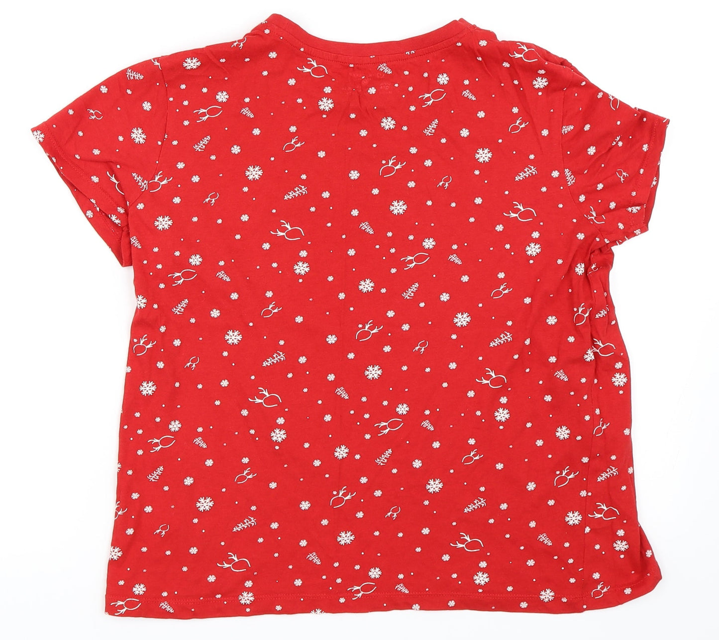 Primark Womens Red   Basic T-Shirt Size 12  - Christmas