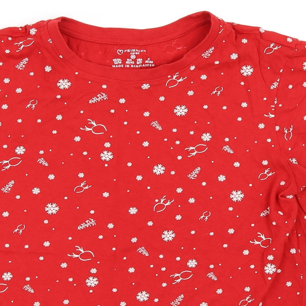 Primark Womens Red   Basic T-Shirt Size 12  - Christmas