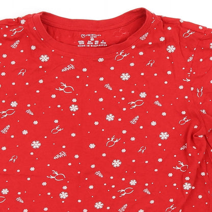Primark Womens Red   Basic T-Shirt Size 12  - Christmas