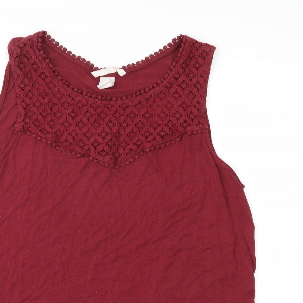 Womens UK Size M H&M Red Basic Blouse