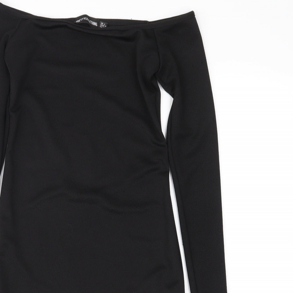 PRETTYLITTLETHING Womens Black   Sheath  Size 4