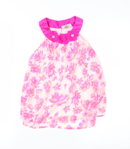 Hello Gorgeous Girls Pink Floral Chiffon Fit & Flare  Size 3 Years