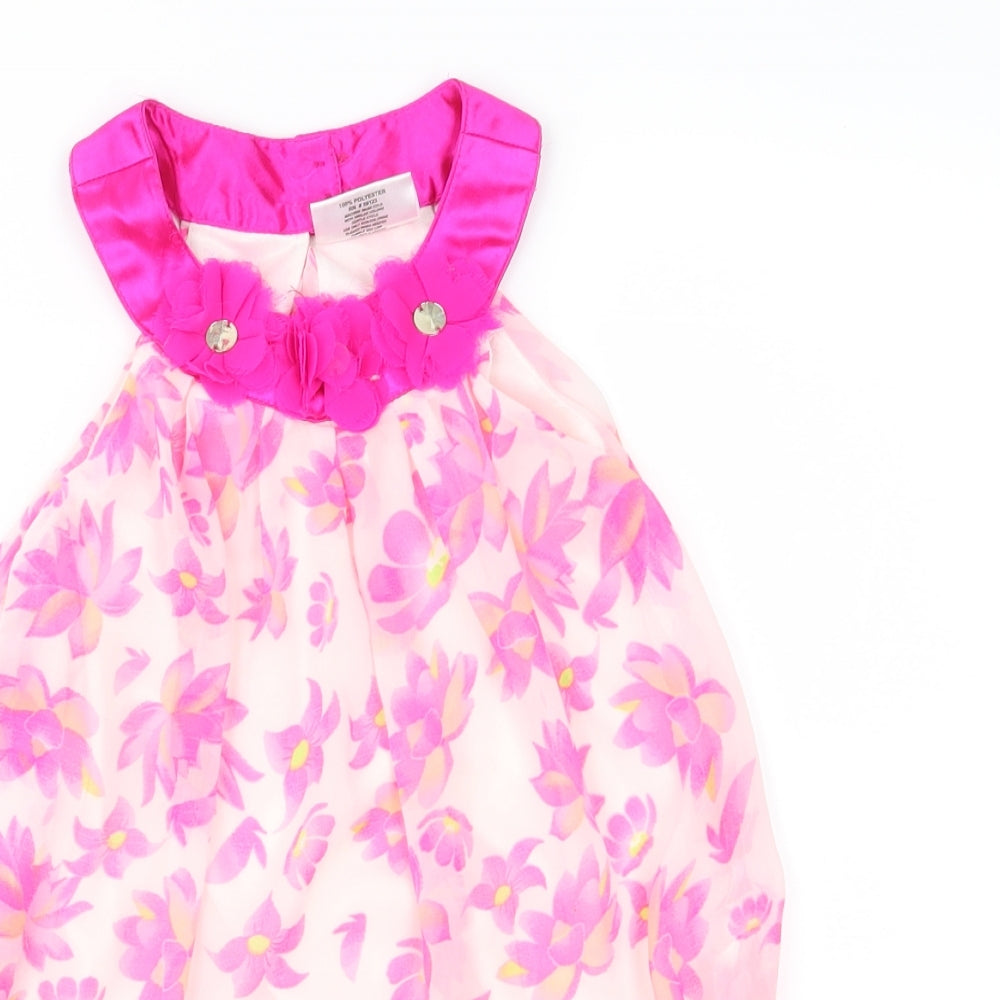 Hello Gorgeous Girls Pink Floral Chiffon Fit & Flare  Size 3 Years