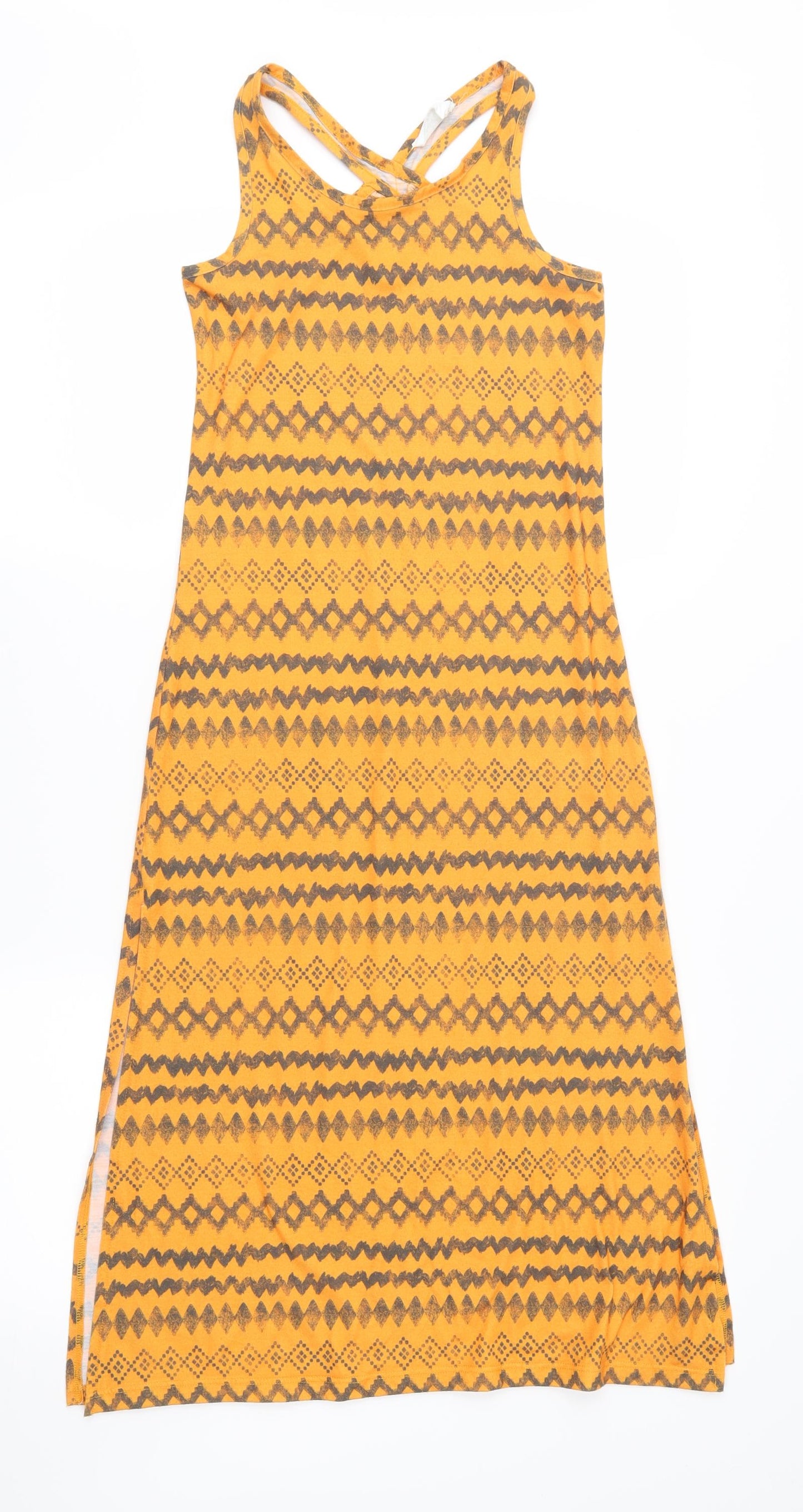 Matalan Girls Orange Geometric Jersey Maxi  Size 9 Years