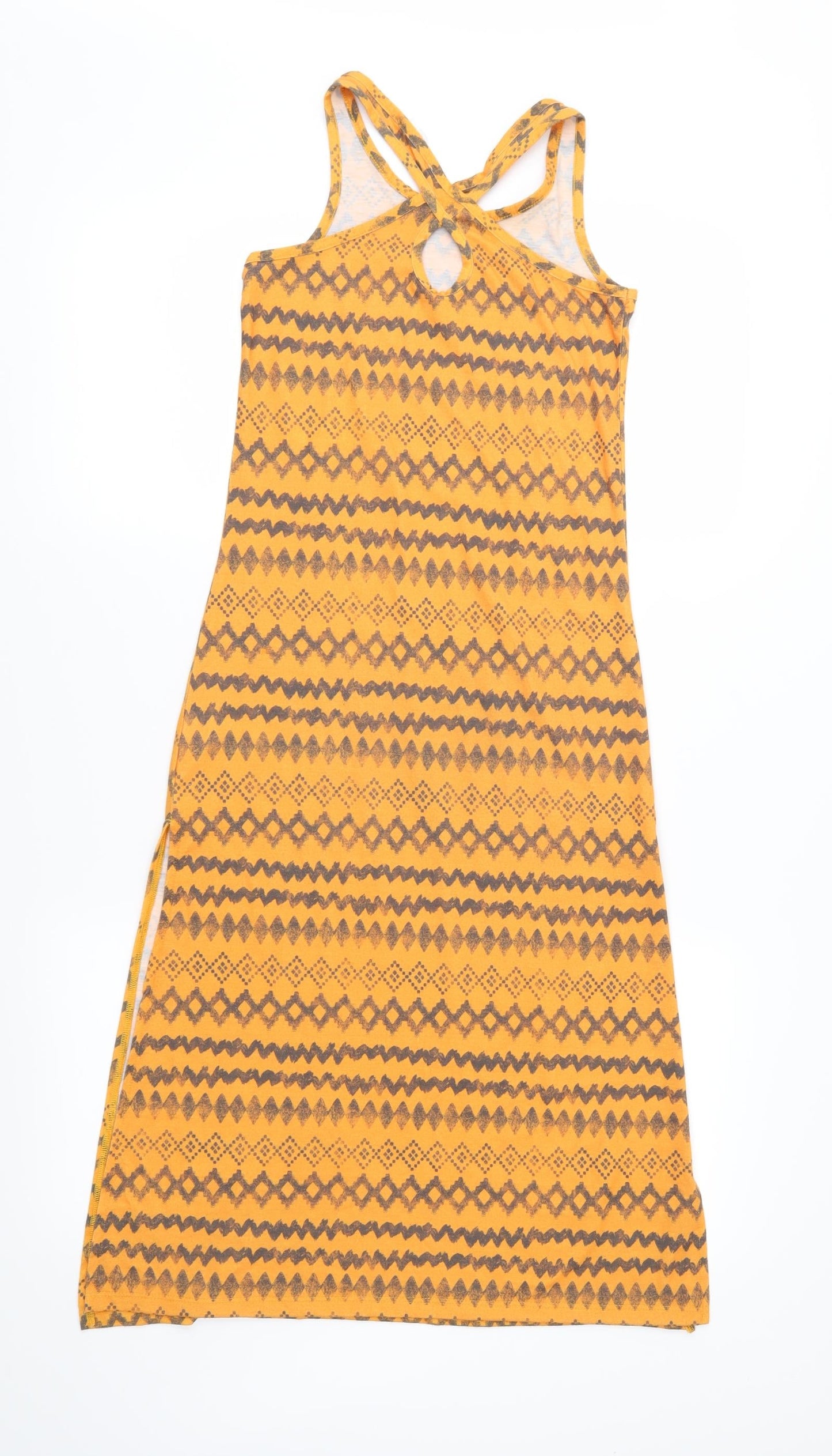 Matalan Girls Orange Geometric Jersey Maxi  Size 9 Years