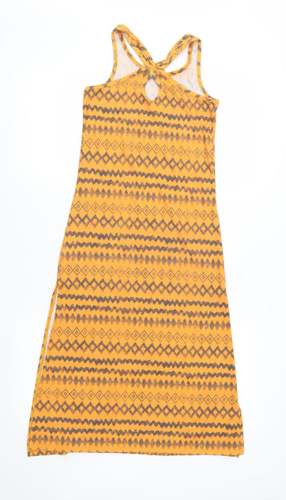 Matalan Girls Orange Geometric Jersey Maxi  Size 9 Years