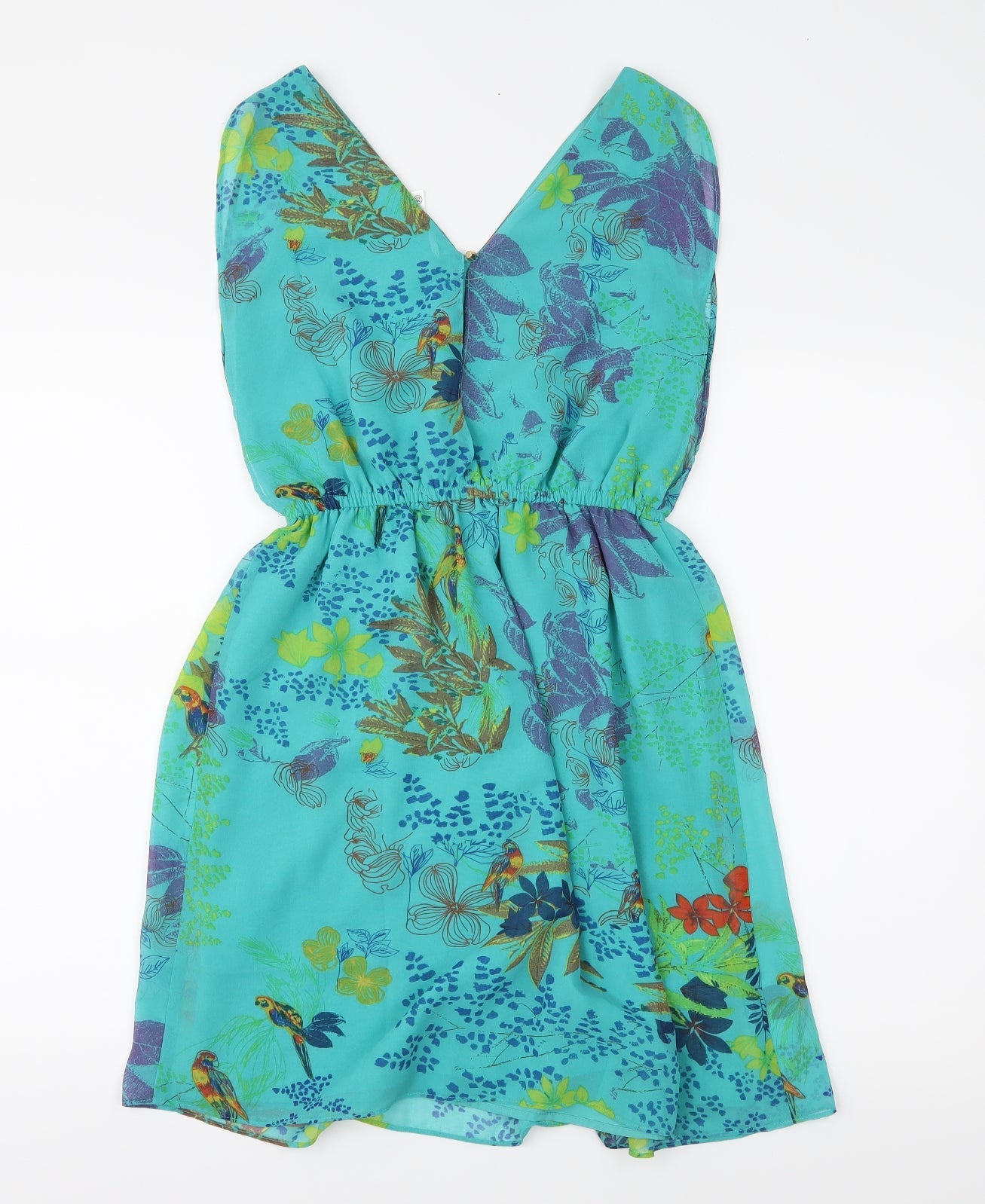 Lavand Womens Green Floral Chiffon Fit & Flare  Size XS