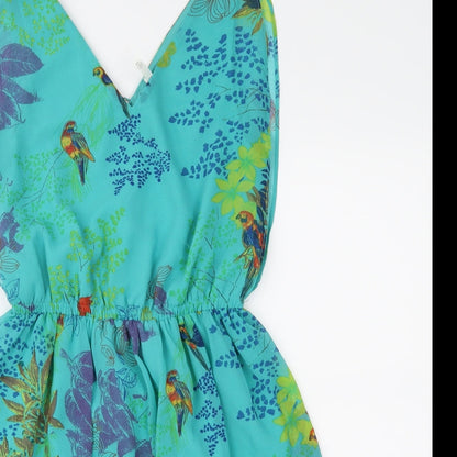 Lavand Womens Green Floral Chiffon Fit & Flare  Size XS