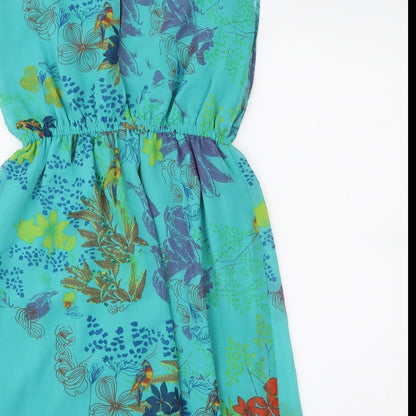 Lavand Womens Green Floral Chiffon Fit & Flare  Size XS