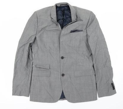 Mens UK Size 38 Topman Regular Grey Suit Jacket