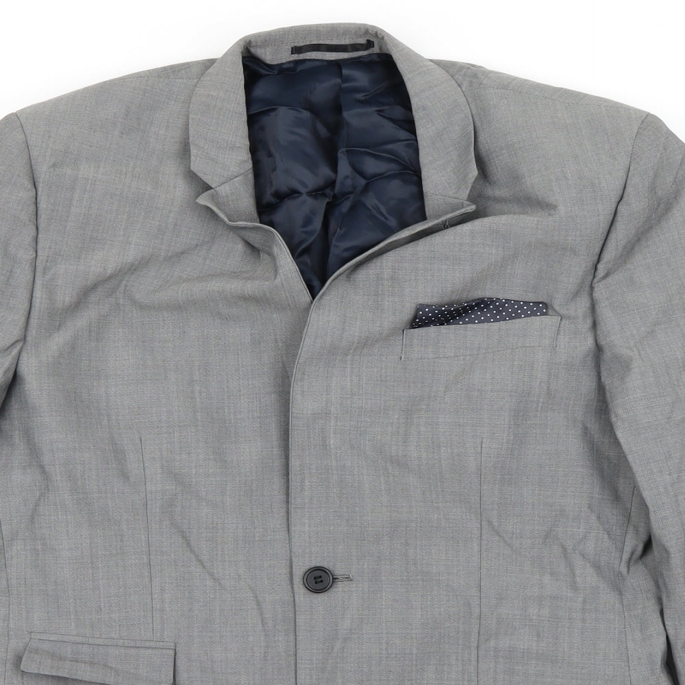 Mens UK Size 38 Topman Regular Grey Suit Jacket